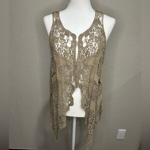 NWT Hippie Boho Crochet Cover Up Top Cardigan Vest